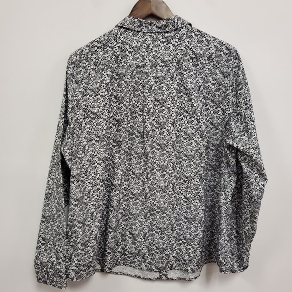 LL Bean Womens Long Sleeve Dark Floral Button Up Top Size 1X Black Bloomcore - Picture 3 of 10